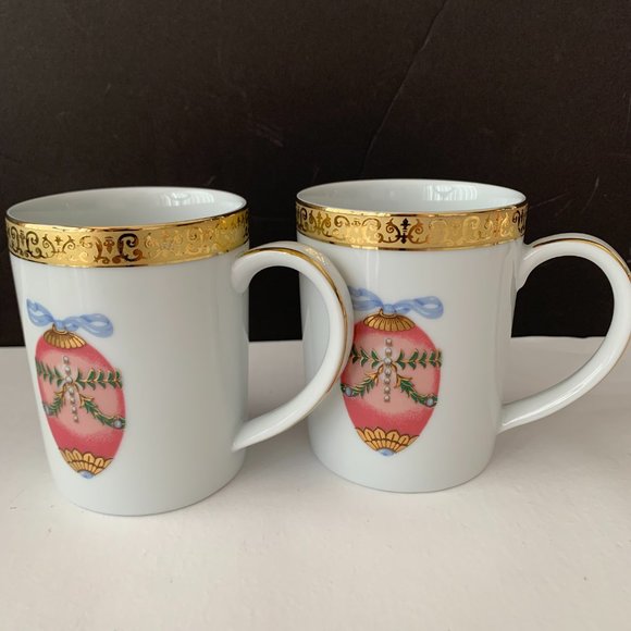 SET OF 4 GOLD BUFFET ROYAL GALLERY 1991 HOLIDAYS FABERGE EGG CUPS MUGS NOT USED - Picture 9 of 11